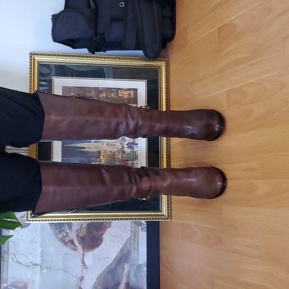 Coach Brown Leather Ellie Vachetta Riding Boots